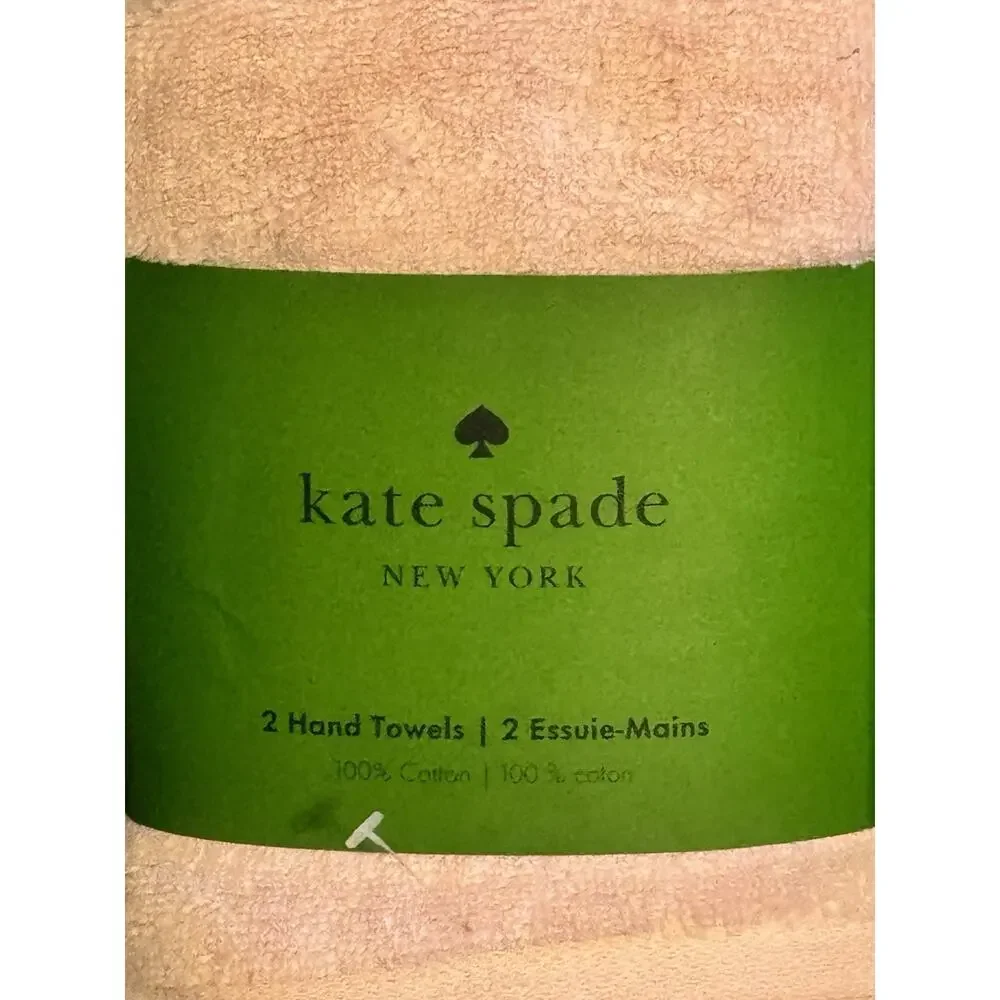 Kate Spade New York Hand Towel Set Light Pink Baby Blush Cotton Set Of 2 NWT